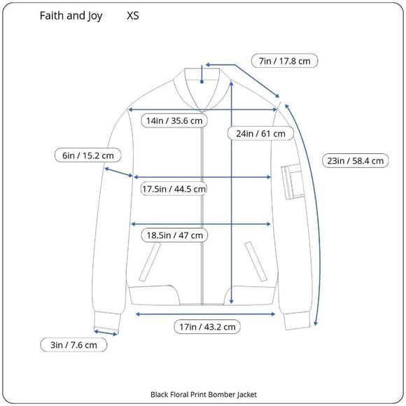 Faith and Joy Black & Pink Floral Print Bomber Jacket XS - Picture 16 of 16